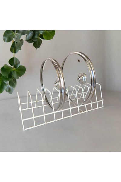 EceAksesuar 2-Piece Plate Rack - Pot Lid Organizer - Plate Drying - Cream Stand with 10 Compartments