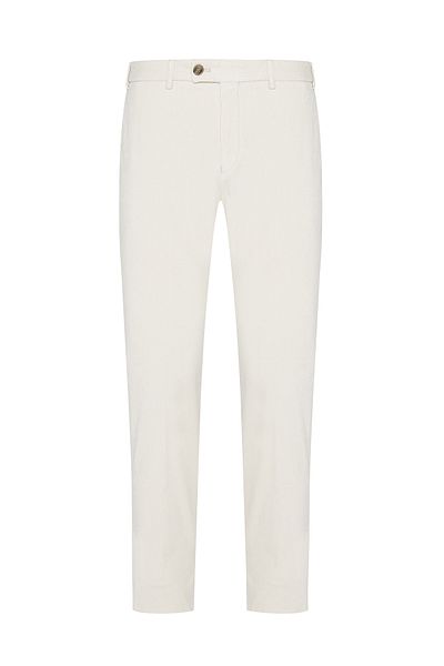 Hiltl Bone Color Supima Cotton Slim Fit Thin Corduroy Chino Pants