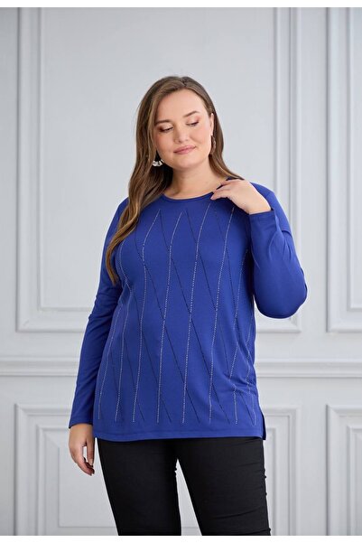 Serra Women's Stone Detailed Large Size Blouse