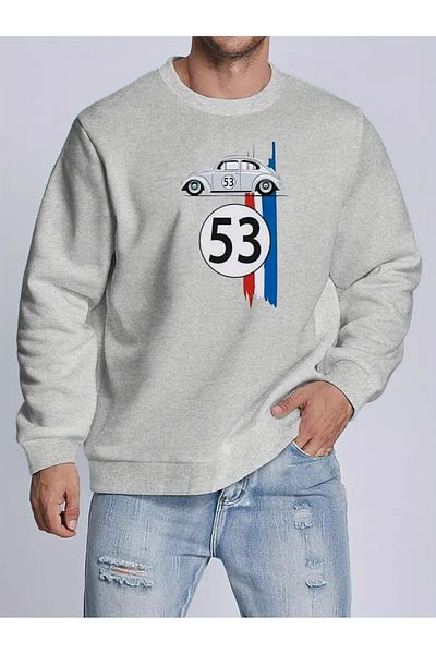 Karatopak 53 Car Printed Unisex Oversize Crew Neck Sweatshirt