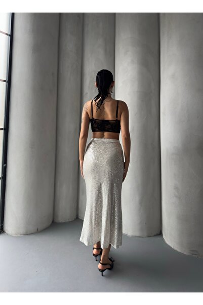 Thil Women's Lined Stylish Sequin Skirt 2458-Thl