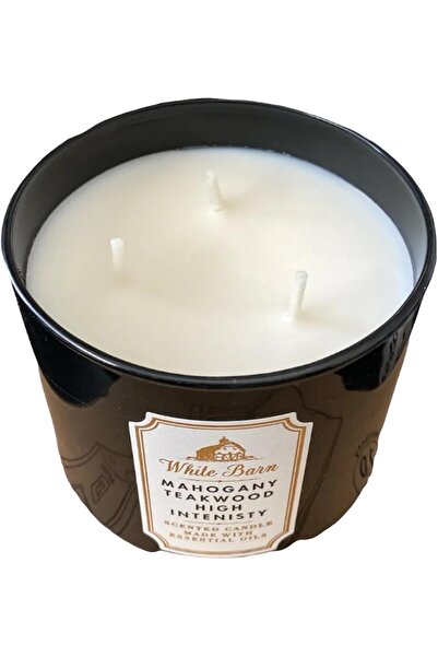 Bath & Body Works White Barn by 3‑Wick High Intensity Mahogany Teakwood Candle