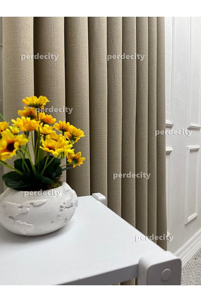 PERDECITY Natural Linen Single Wing (No Pleats) Straight Sewing