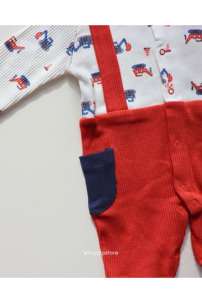Necix's Newborn Baby Boy Romper with Sling Business Machine Pattern Soft Fabric Comfortable Design Booties