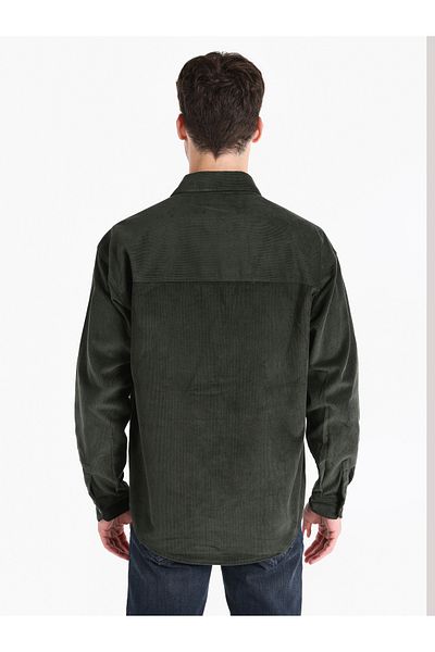 Colin's Comfort Fit Shirt Neck Plain Men's Green Long Sleeve Shirt