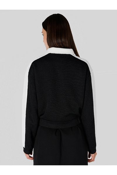 Colin's Women's Plain Black Sweatshirt with Regular Fit Zipper Cl 1065909