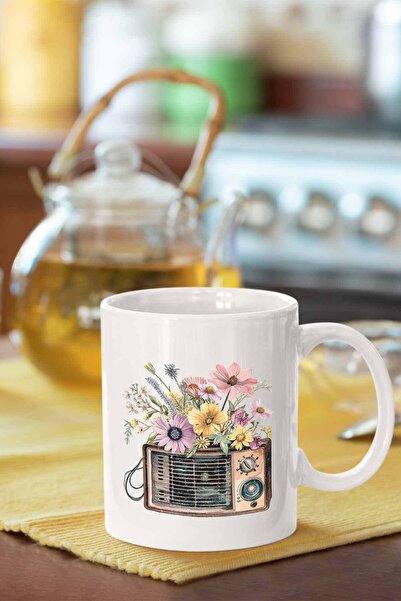 Piktorya كوب مطبوع عليه زهور من الراديو