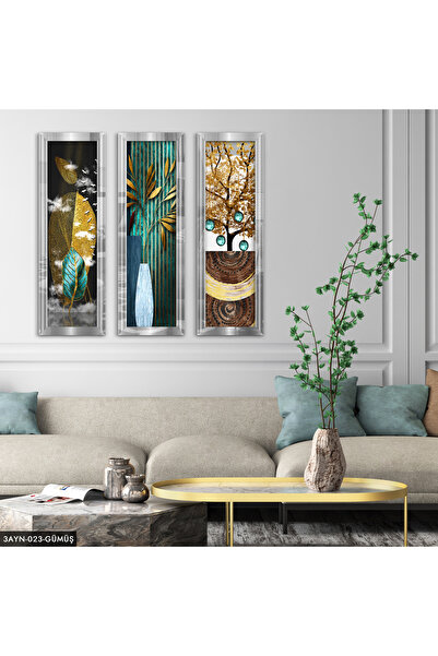 Evinemoda Soyut Desenler Pleksi Aynalı 3 Parça Tablo