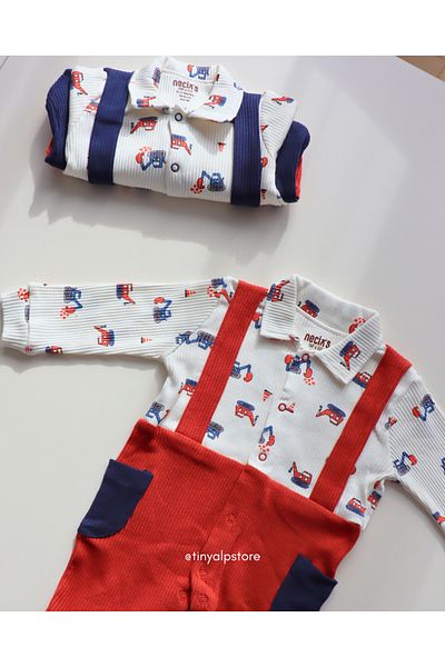 Necix's Newborn Baby Boy Romper with Sling Business Machine Pattern Soft Fabric Comfortable Design Booties