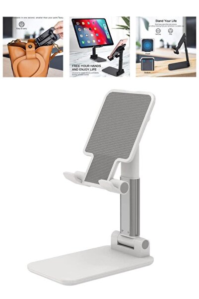 DEMPOWER Beyaz Renk Ayarlanabilir Portatif Standlı Telefon + Tablet Tutacağı