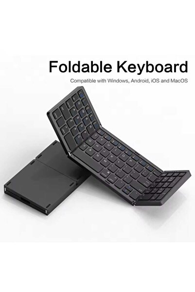 Asfal Touchpadli Katlanabilir Bluetooth Klavye Telefon Tablet ve Pc Uyumlu Ta...