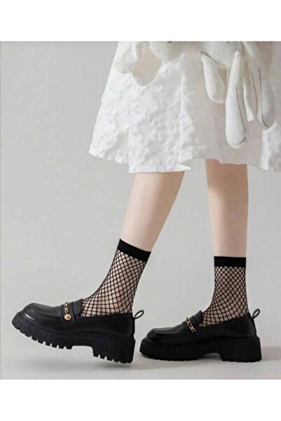 İDOL Дамски черни мрежести чорапи от 3 броя