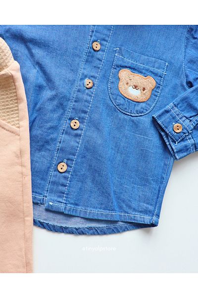 Necix's Baby Boy 2 Piece Set with Denim Shirt and Hat