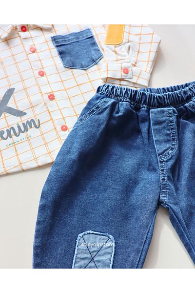 Necix's Comfortable and Soft Fabric Design Pattern Baby Boy 2-Piece Set with Jeans Pants