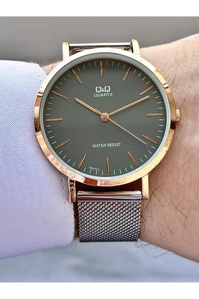 Q&Q Men's Wicker Strap Wristwatch