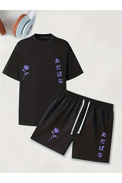 aynewmoda Japanese Floral Printed Shorts Set