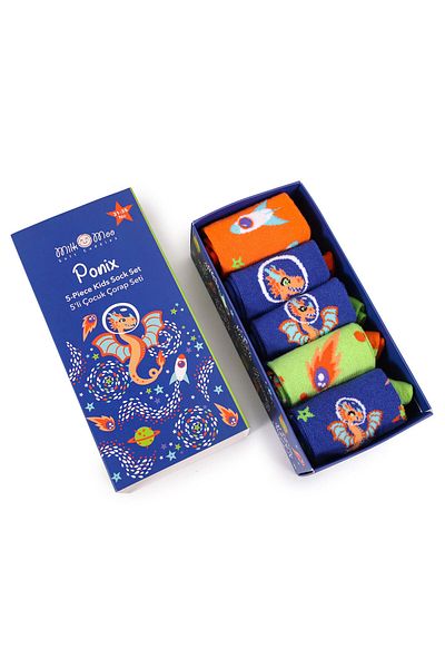 Milk & Moo Комплект детски чорапи Milk&Moo Ponix от 5 части - меки и забавни, размер 31-35