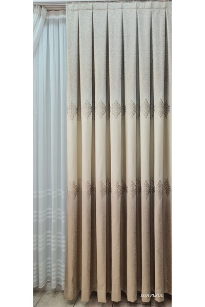 ISSA PERDE Issa Pano Fon Perde Sütlü Kahve Krem ((tek Kanat))(sık Pile)((en 1...