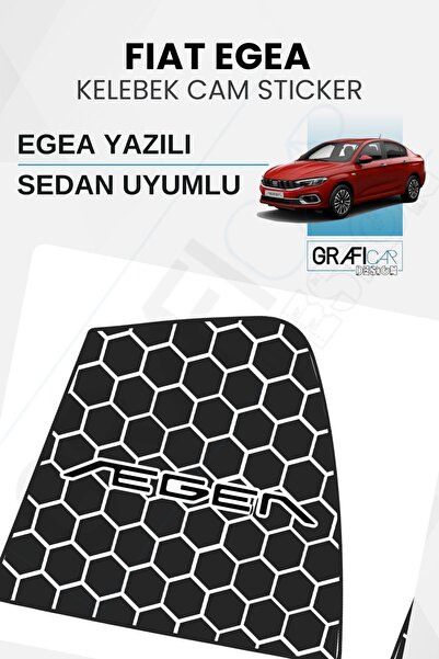 GRAFİCAR Fiat Egea Sedan Uyumlu Kelebek Cam Sticker Set - EGEA YAZILI - Tüm Model Yılları Uyumlu