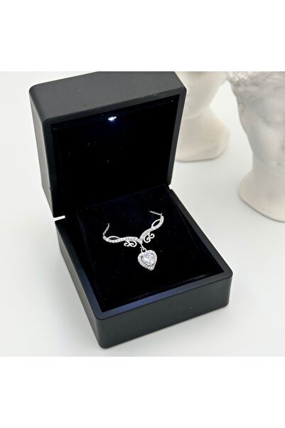 LOTUS JW PIRLANTA MONTÜR KALP KOLYE & IŞIKLI KOLYE KUTULU | 925 Ayar Gümüş Kolye