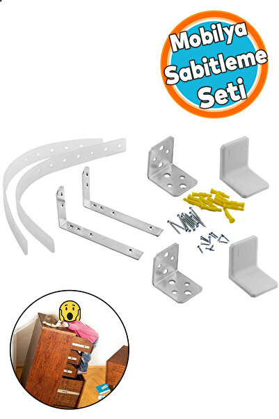 NZB Mobilya Sabitleme Aparatı Seti Deprem Gardrop Kitaplık Dolap Devrilme Önl...