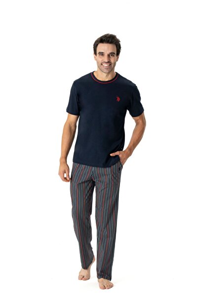U.S. Polo Assn. يو اس بولو اسن18800 طقم بيجامة رجالي بأكمام قصيرة