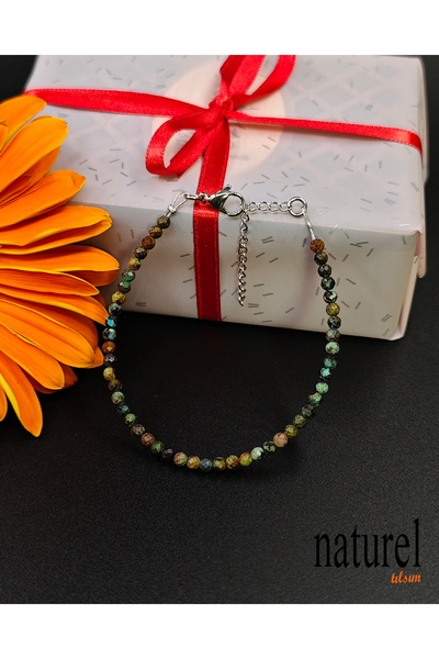 Naturel Tılsım سوار من الحجر الطبيعي باللون الفيروزي الأفريقي مقاس 3 مم