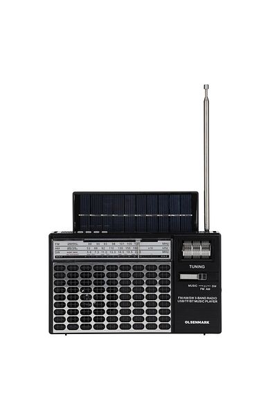 Olsenmark راديو ثلاثي الموجات قابل لإعادة الشحن مزود بمنفذ USB/FM/بلوتوث/TF وMP3 OMR1276 فضي