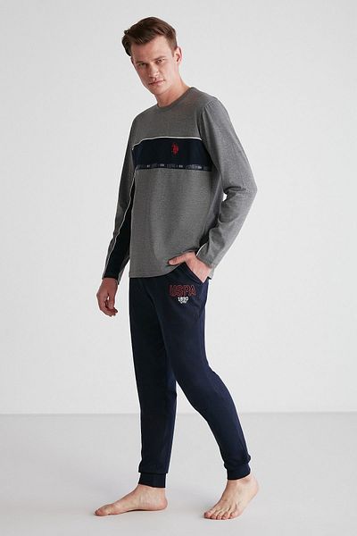 U.S. Polo Assn. 18725 ανδρικό σετ πιτζάμες με μακρυμάνικο με στρογγυλή λαιμόκοψη Anthracite Melange