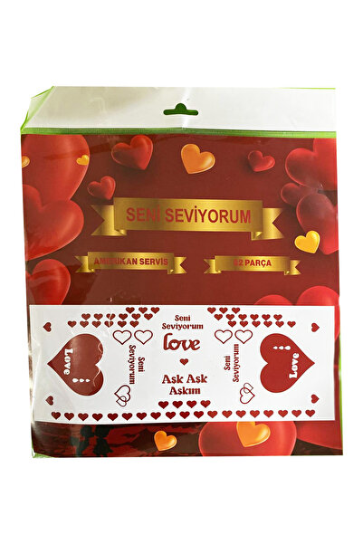 Parti dolabı 72 Parça Romantik Doğum Günü Masa Süslemesi Keçe Seti Evlilik Teklifi Yıldönümü Romantik Set