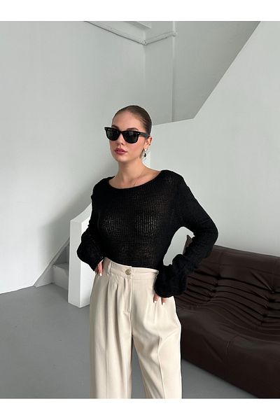 Laluvia Pulover negru transparent - 7190
