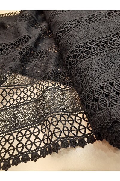 Safir Kumaş Elbise için Siyah Güpür  Kordone Dantel 2.5 Metre