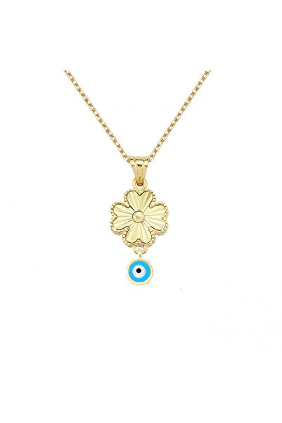 Altın Sepeti Altın Gözlü Yonca Şans Kolyesi