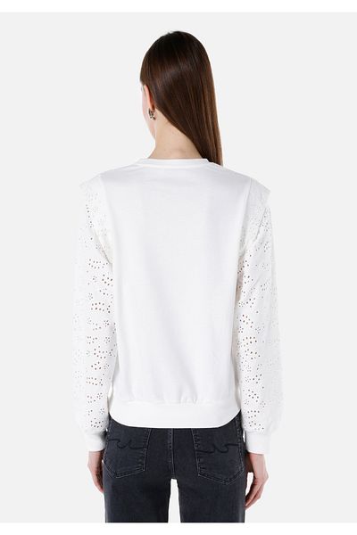 Colin's Hanorac alb pentru femei, cu broderie, cu gât rotund, Cl1067956