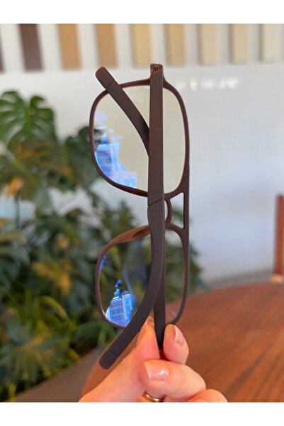 funeyes Buena Brown Matte Double Bridge Blue Light Protection Glasses