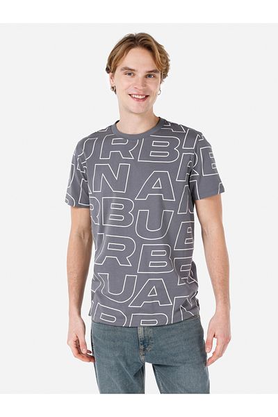 Colin's Regular Fit Round Neck Printed Men's Anthracite Short Sleeve T-Shirt