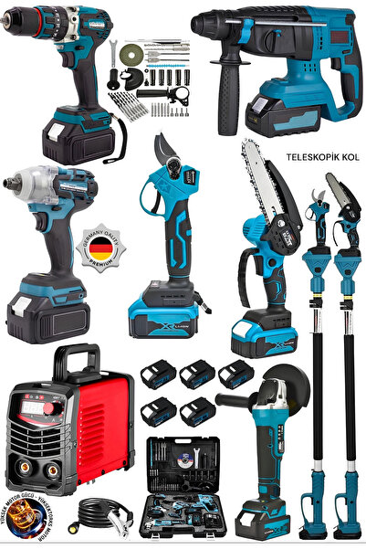 DYNAMİC MAX 8'Set-Teleskopik-Budama Makası-Şarjlı Testere-Hilti-Taşlama Spral...