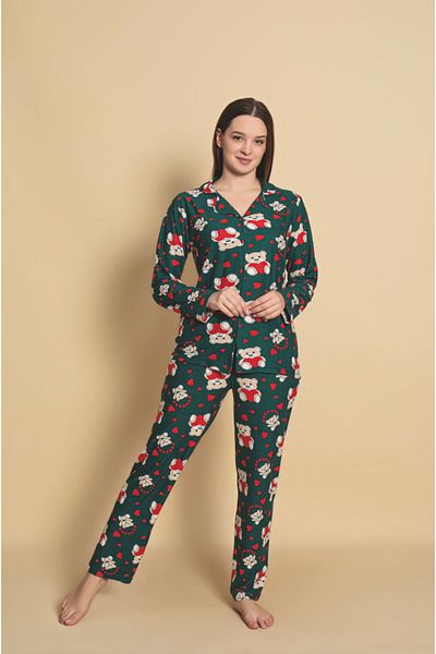 Sude Women's Front Button New Season Homewear Pajamas Set New Season