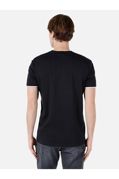 Colin's Black Crew Neck Printed Men's Short Sleeve T-Shirt - Cl 1066547