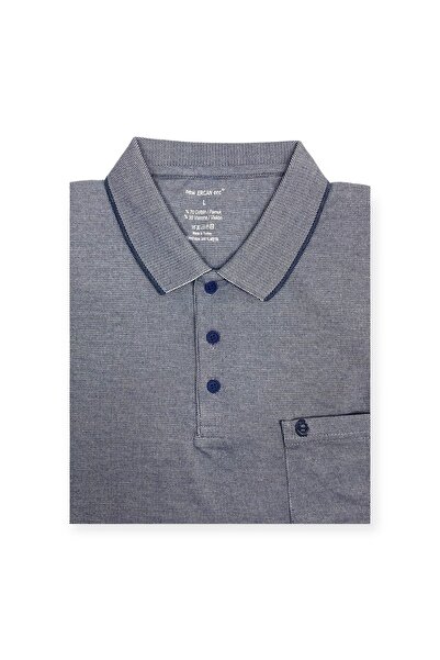 Sadık Collection تي شيرت رجالي من القطن المنسوج بياقة بولو مقاس كبير 5005