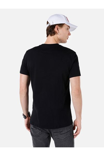 Colin's Regular Fit Crew Neck Printed Black Men's Short Sleeve T-Shirt Cl 1068204