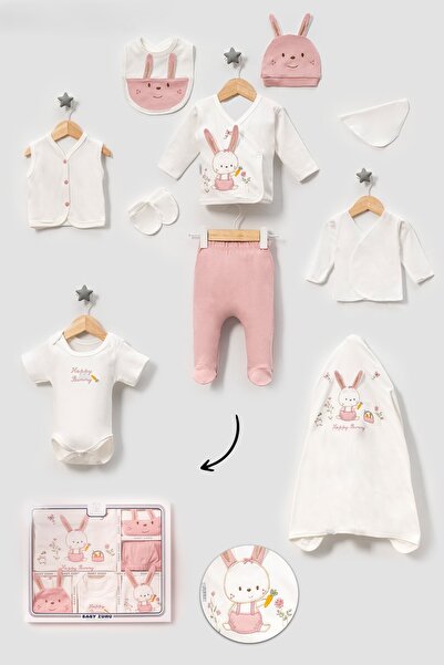 NEU KIDS Kutulu-Tavşan Yenidoğan Kıyafetleri 10'lu Hastane Çıkış Setleri Nakı...