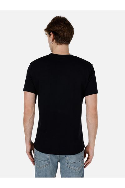 Colin's Regular Fit Crew Neck Printed Black Men's Short Sleeve T-Shirt Cl 1068133