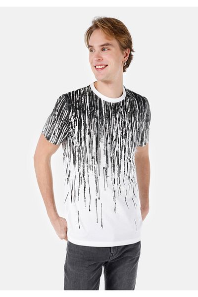 Colin's Tricou cu mânecă scurtă pentru bărbați cu imprimeu alb - Cl 1068132