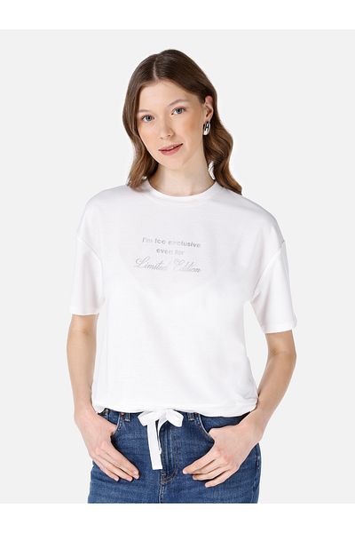 Colin's Tricou cu mânecă scurtă pentru femei, cu decolteu rotund, alb Cl 1067958
