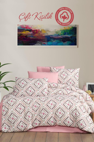 grimorlife Комплект постільної білизни з геометричним візерунком для двоспаль...