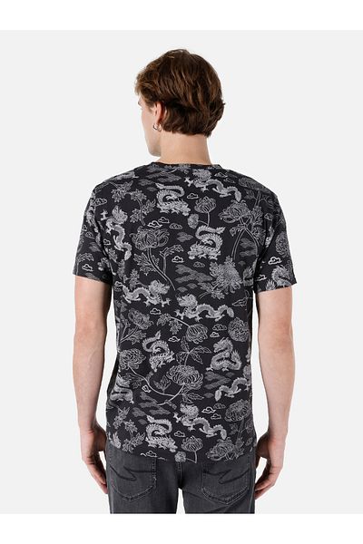 Colin's Regular Fit Round Neck Printed Men's Anthracite Short Sleeve T-Shirt