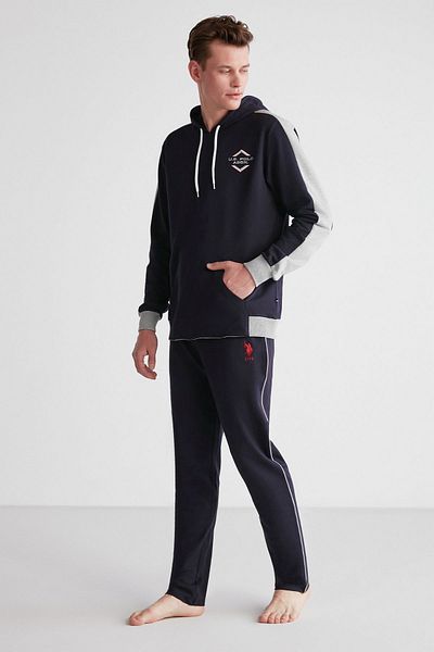 U.S. Polo Assn. 18709 Ανδρικό σετ πιτζάμες με μακρυμάνικη κουκούλα Navy Blue
