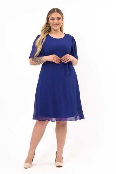 Apsen Collection Apsen Women's Plus Size Angel Sleeve Midi Length Chiffon Dre...