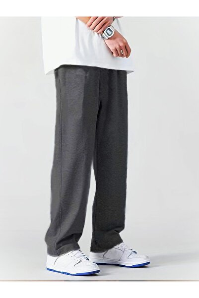 THE WHITE بنطال رياضي رجالي من Anthracite Raised 2 Yarn Baggy Cut بأرجل مستقيمة